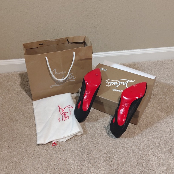 Christian Louboutin Black Mesh Crystal-Embellished Pointed Pumps - Picture 7 of 7